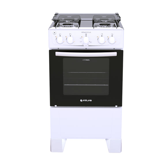 Fogão Atlas Mônaco 4 Bocas Branco com Mesa Inox Plus Bivolt