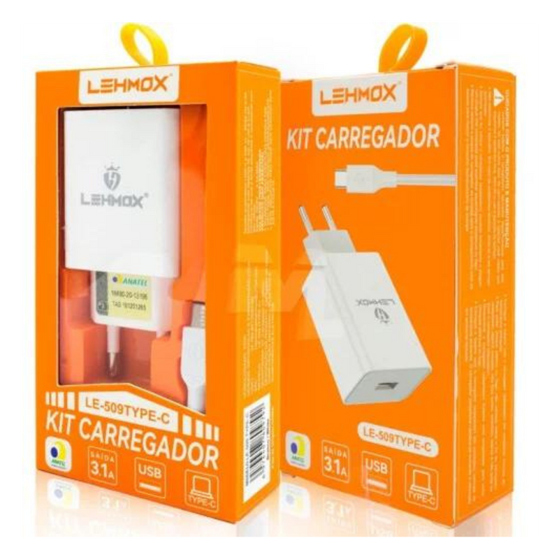 Kit carregador Lehmox 3.1A Usb Cabo Tipo C