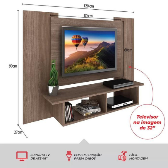 PAINEL 120CM P/TV 48 POLEGADAS C/ NICHO