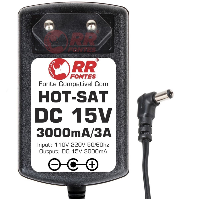 Carregador Fonte DC 15V Para Caixa Amplificada Hot-sat Hsx-500 Hsx-1000